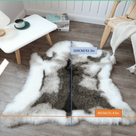 1pc, Soft and Fluffy Reindeer Hide Rug - Non-Slip Plush Faux Fur for Bedroom, Living Room- Machine Washable - White and Grey
