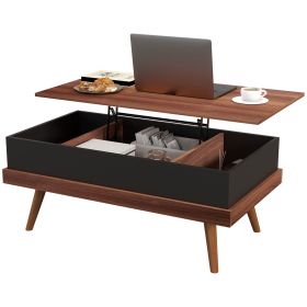 Lift-Top Coffee Table with Hidden Compartments, Sturdy Wood Construction, Rich Walnut Finish