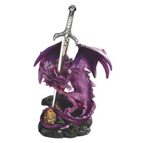 5.5"H Purple Dragon with Sword Figurine Home Decor Gift
