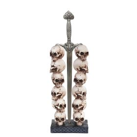 12"H Skull Stack with Sword Figurine Home Decor Gift