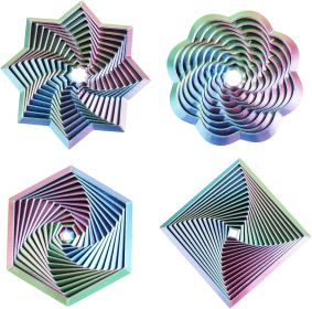 4 Pcs Fractal Fidget Hexagon,3D Printed Stress Relief Sensory Toys for ADHD,Autism,Kids&Adults,Whirling Spiral Design,Colorful Fidget Toy