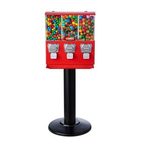 VEVOR Commercial Vending Machine, Triple Compartment Candy Dispenser with Iron Stand, Gumball and Candy Machine for Business