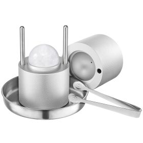 VEVOR Ice Ball Press, 2.1" Ice Ball Maker, Aviation Aluminum Ice Ball Press Kit for 53mm Ice Sphere, Ice Press with Tong and Drip Tray, for Whisk