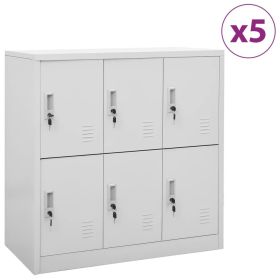 Locker Cabinet Set of 5 Light grey Steel Medium Locker Cabinet