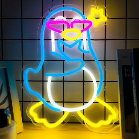 1 pc Funny Penguin Neon Sign Wall Decor, Penguin Led Neon Light Up Sign for Party Bedroom Game Room Decor