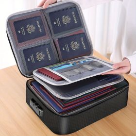 1pc Document Bag With Lock, Fireproof 3-Layer File Storage Case With Water-Resistant Zipper (Style: With Combination Lock, Color: Black)