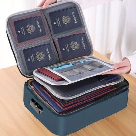 1pc Document Bag With Lock, Fireproof 3-Layer File Storage Case With Water-Resistant Zipper (Style: With Combination Lock, Color: Navy Blue)