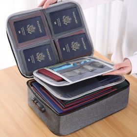 1pc Document Bag With Lock, Fireproof 3-Layer File Storage Case With Water-Resistant Zipper (Style: With Combination Lock, Color: Grey)