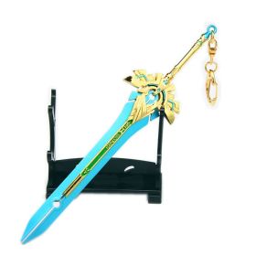 Genshin Impact Anime Sword Model Weapon Set Toy Tartaglia Ganyu Venti Klee ZhongLi Diluc Xiao AlloyKeychain Collection Keychain (Color: 1-17cm)