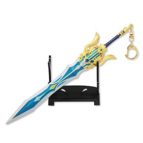 Genshin Impact Anime Sword Model Weapon Set Toy Tartaglia Ganyu Venti Klee ZhongLi Diluc Xiao AlloyKeychain Collection Keychain (Color: 34-21cm)