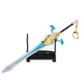 Genshin Impact Anime Sword Model Weapon Set Toy Tartaglia Ganyu Venti Klee ZhongLi Diluc Xiao AlloyKeychain Collection Keychain (Color: 25-21cm)