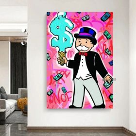 Hand painted on canvas Monopoly man;  money art;  home; decor; monopoly art;  oil painting Living Room hallway bedroom luxurious decorative paint (size: 100X150cm)