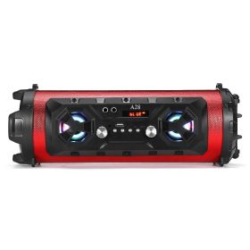 Bluetooth Speaker A28 Portable Wireless Stereo Bass Subwoofer Karaoke Party Speakers with RGB LED Light Support FM Radio TF Card (Ships From: China, Color: Red)