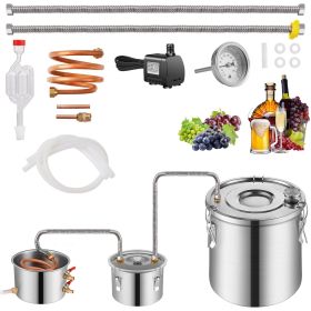 VEVOR Alcohol Still, 13.2 Gal / 50 L Stainless Steel Water Alcohol Distiller with Copper Coil for Fast Cooling (Default: Default)