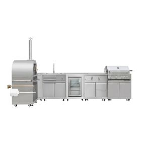 TMG Living Kitchen Pro Series 7-Piece Stainless Steel Modular Outdoor Kitchen Suite Set, 35" Refrigerator Cabinet, 32" BBQ, 4-Burner Gas Grill, S (Material: Box 02)