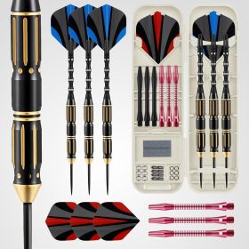 Darts Metal Tip Set, 3 Pack Steel Tip Darts Set, Professional Dart for Dartboard with Aluminum Shafts, Brass Barrels, Extra Flights, O-Rings (Color: Red/Black)