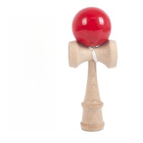 Teen Wooden Outdoor Sports Toy Ball Kendama Ball PU Paint 18.5cm Strings Professional Adult Toys Leisure Sports Toy (Color: Red)