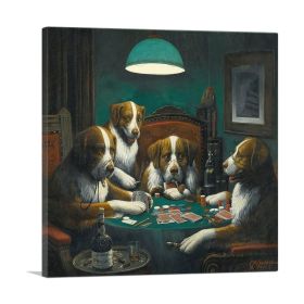 The Poker Game 1894 (Type: Standard Framed Canvas Print, size: 36" x 36" / 90cm x 90cm (approx))